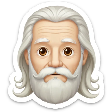 God, elderly man with flowing white hair, long beard and white mustache, heavenly sticker