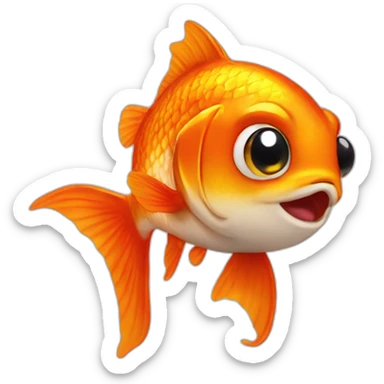 Gold fish with talt and cat ears sticker
