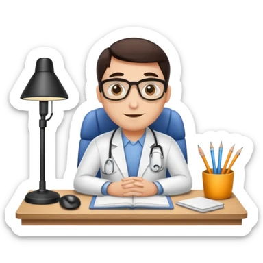 A bug who is a therapist sitting in his office  sticker