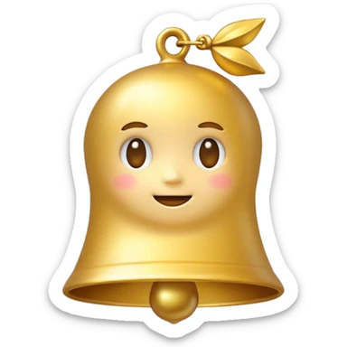 golden bell emoji,
cute emoji style, mobile game emoji,
soft 3D look, smooth gradients,
white outline sticker style,
no background sticker
