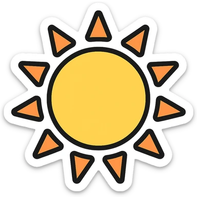 minimalist sun icon with thin colored outline and no face sticker