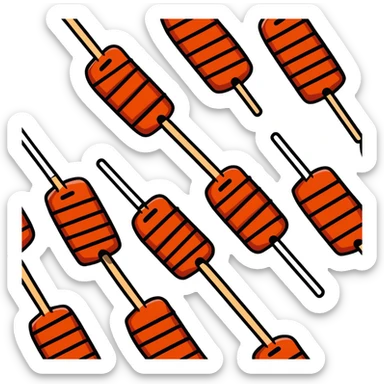 Skewers of grilled marinated beef for Vietnamese Bún Thịt Nướng, showing the meat being grilled on wooden skewers sticker