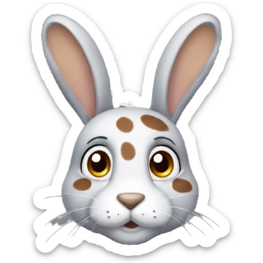 Anthro male bunny rabbit with freckles droopy ears, grey fur with brown spots sticker