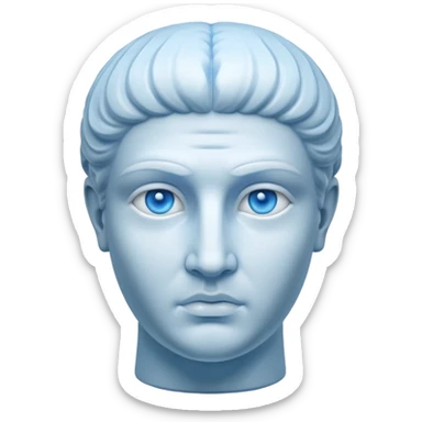 completely white ancient greece marble head sculpture with a blue aura around the background of it sticker