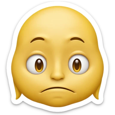 iOS-style 3D classic round yellow emoji face, half-closed droopy eyes, small uneven mouth, and slight head tilt, expressing sleepy and just-woke-up grogginess sticker