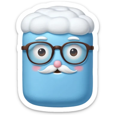 blue marshmallow with mustache and glassess, just marshmallow sticker