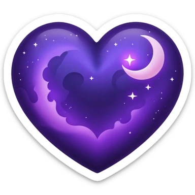 dark purple heart with a purple Moon sticker