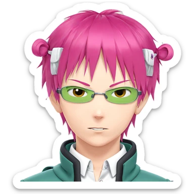 pink-haired boy in school uniform sticker