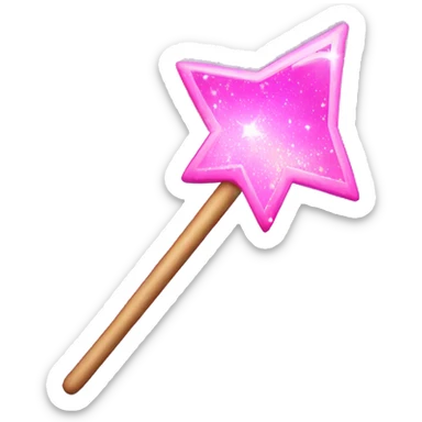 Pink magic wand with sparkles around it like it completed a spell sticker