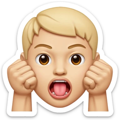 Tongue out face with two fists stacked on top of eachother below the face sticker