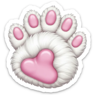 Fluffy white cat paw with six toes sticker