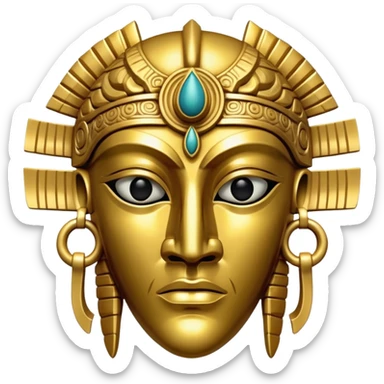 golden ceremonial Anunnaki mask, mask only, with empty eye sockets sticker