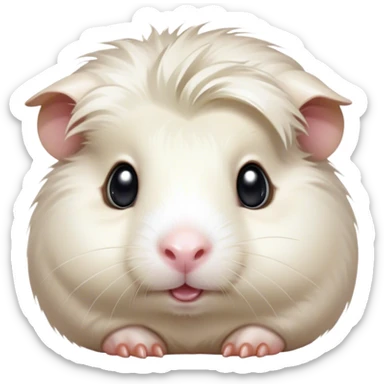 Cinematic Comical White Guinea Pig Portrait Emoji, Head tilted dramatically with an exaggeratedly amused expression, featuring a glossy, pristine white fur with an adorably scrunched face, wide, expressive dark eyes filled with playful disbelief, Simplified yet hilariously expressive features, highly detailed, glowing with a slightly sassy glow, high shine, dramatic yet playful, stylized with an air of cheeky mischief, bright and endearing, soft glowing outline, capturing the essence of a spirited and over-the-top guinea pig, so meme-worthy it feels like it could side-eye its way into internet fame instantly! sticker