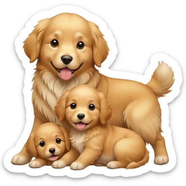 golden dog with its puppies sticker