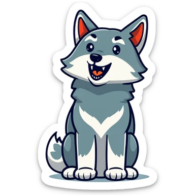 Wolf howling a heart from its mouth sticker