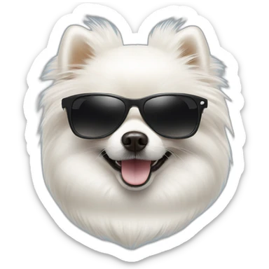 White-Pomeranian-with-sunglasses sticker