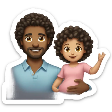 Black Curly hair Hispanic guy with curly haired brown with curly hair baby girl sticker
