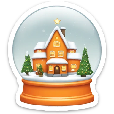 Orange Christmas village snow globe sticker
