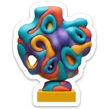 three colorful abstract sculpture realized with modeling clay sticker