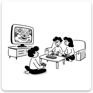 A person plays with the GameCube on tv with friends sticker