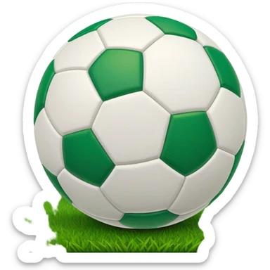 Cinematic Realistic image of a soccer ball with crisply detailed panel textures and precise stitching, set against a vibrant green pitch with dynamic natural lighting that highlights its athletic spirit sticker