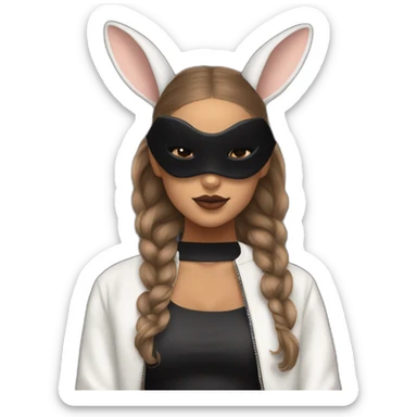 ARIANA GRANDE LA CHANTEUSE dans dangerous woman avec le masque de lapin noir en cuire sticker