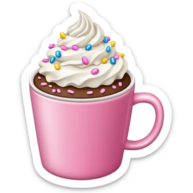 un café con nata en taza rosa y con sprinkles  sticker