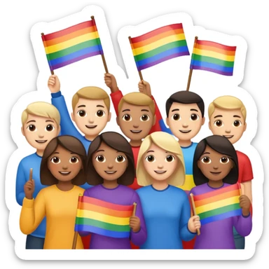 a group of LGBTQ people with pride flags sticker