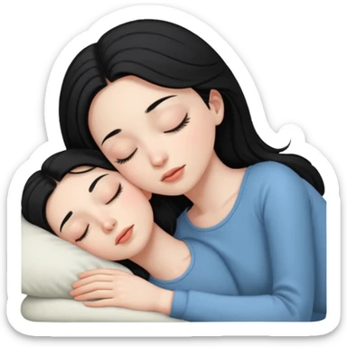 Sleeping black haired girl no baby sticker