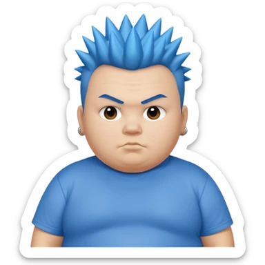 fat kid blue mohawk spiky hair sticker