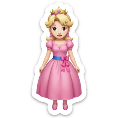 Princess peach full body with a pink ribbon on her hair sticker