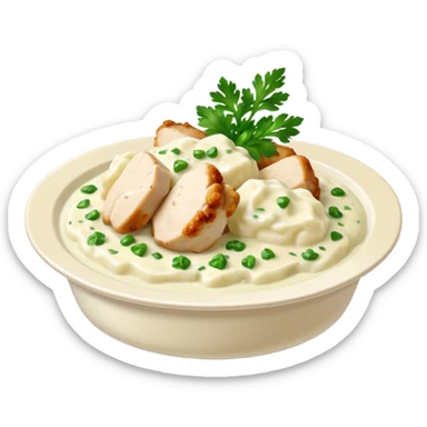 chicken chunks with alfredo sauce and mashed potatoes sticker