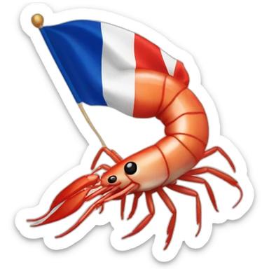 shrimp colored with france flag sticker