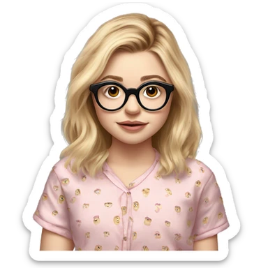 Chloe grace moretz, pijamas wearing round glasses sticker