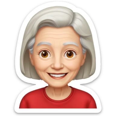 elderly woman with red shirt sticker