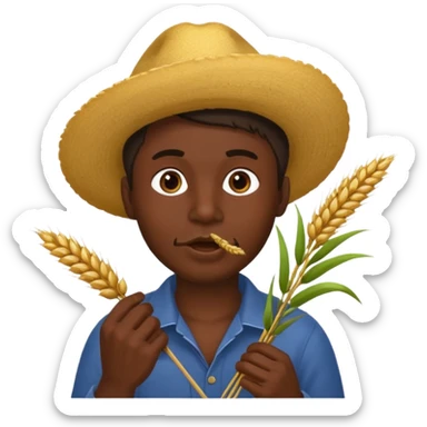 Campechano con una ramita de trigo en la boca sticker