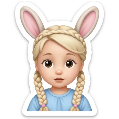 bunny ear accessory wearing baby braided hair sticker