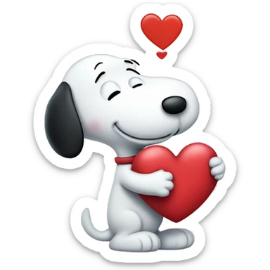 snoopy holding heart sticker