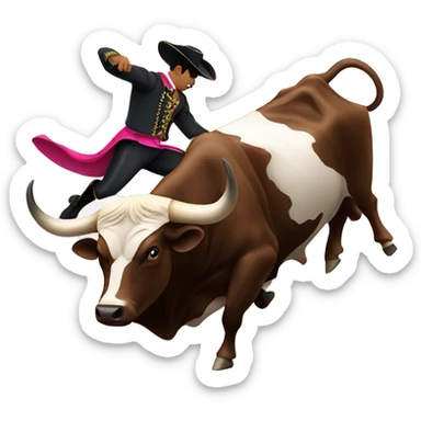 a bullfighter dodges a bull sticker