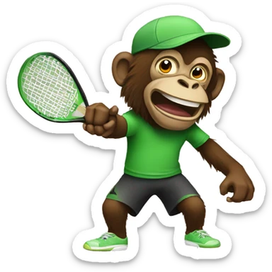 Create an ape playing pickleball sticker