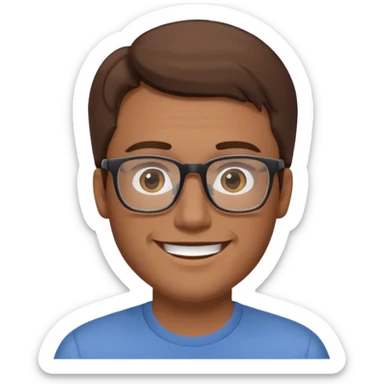 a young dad with brown hair, light skin color, with rectangular glasses, without beard sticker