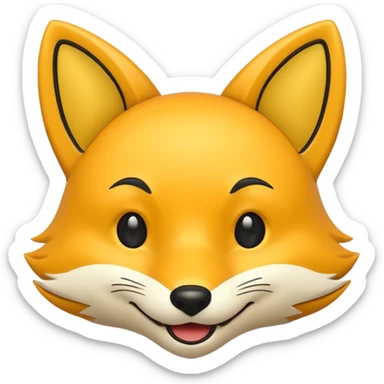 emoji hewan rubah berwarna kuning hitam sticker