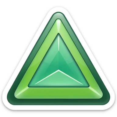 A green upside down triangle sticker