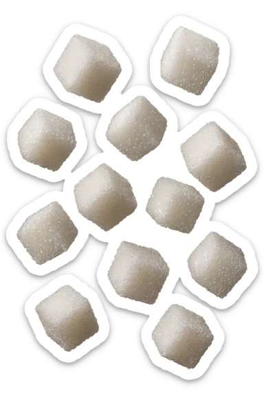 zollette di zucchero iperealistico 4k fluttuano in aria sticker