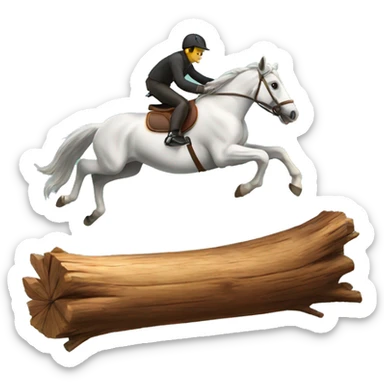 Horse jumping over log sticker