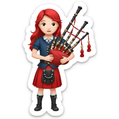 scotch girl playing bagpipe full body red skirt sticker