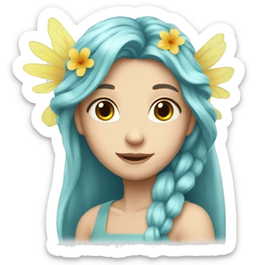 Beautiful, flower, fairy, long hair, fair skin sticker