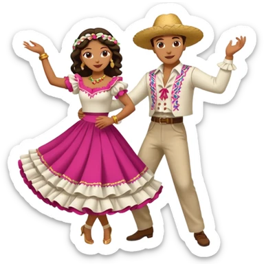 Una mujer y un hombre bailando merengue vestidos con traje típico dominicano  sticker