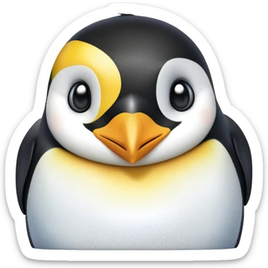 cinematic-adult-emperor-penguin-portrait-emoji,-head-tilted-playfully-and-inquisitively,-with-glossy,-pristine-plumage,-sparkling-eyes-filled-with-curiosity,-simplified-yet-irresistibly-adorable-features, black face sticker