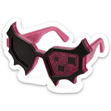 BLACKPINK-inspired gothic sunglasses, no hearts, futuristic and bold, black and pink sticker